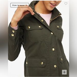 J. Crew Green Women’s Resin Coated Field Jacket Button Up in Women’s Small